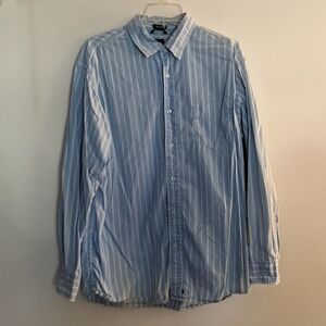 𝅺GAP Relaxed Fit Men's Button Up Striped Cotton Long Sleeve Shirt Large